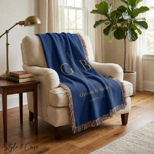 Stylish Navy Throw Blanket for Wedding Favors