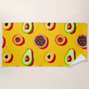 Stylish Neon Fruits Pattern Beach Towel