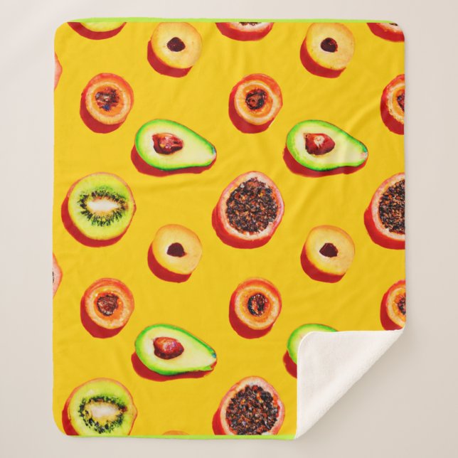 Stylish Neon Fruits Pattern Sherpa Blanket (Front)