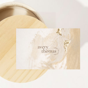Stylish Neutral Beige Minimalist Business Card