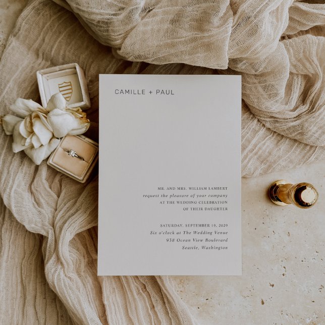 Stylish Neutral Minimalist Wedding Invitation (Creator Uploaded)