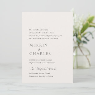 Stylish Neutral Photo Modern Wedding Invitation