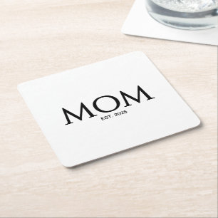 Stylish New Mum Gift Mum Established Square Paper Coaster