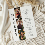 Stylish NINETY Photo Strip 90th Birthday  Invitation<br><div class="desc">Stylish 90th Birthday Party Invitation. Design features a photo strip collage and an elegant birthday template. All text is easily customised.</div>