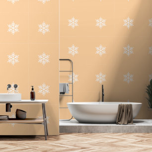 Stylish Nordic Snowflakes On Light Pastel Peach Wallpaper