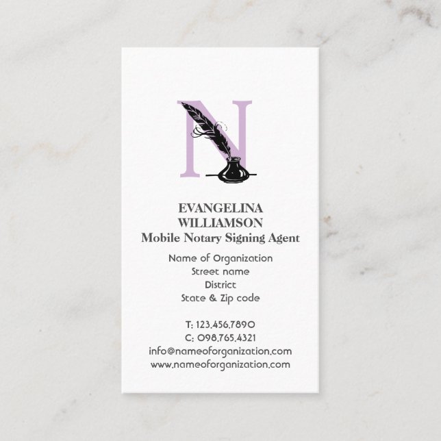 Stylish NOTARY AGENT Custom LOGO Business Card (Front)