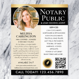 Stylish Notary Public Services Photo Black Gold Flyer