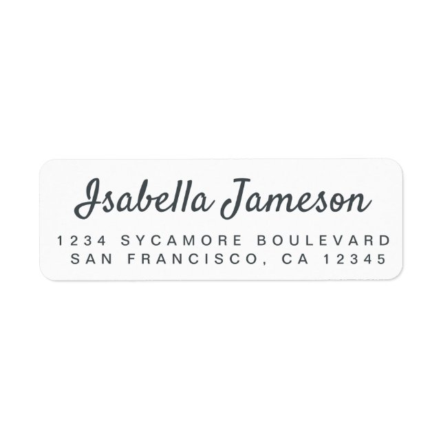 Stylish Off-Black Script White Return Address (Front)