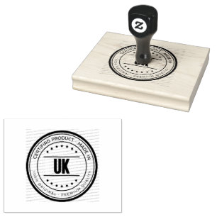 Stylish Office UK Logo Text Wooden Handle Black  Rubber Stamp