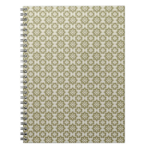 Stylish olive green Fleur de Lis repeating pattern Notebook