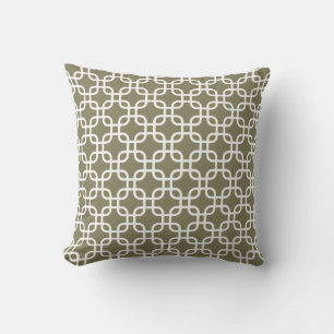 Stylish Olive Green Geometric Pattern Cushion