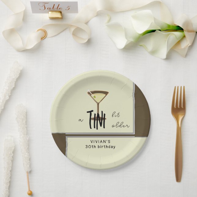 Stylish Olive Green Modern Birthday Paper Plate (Wedding)