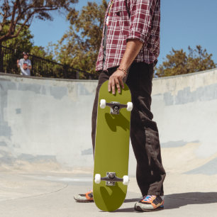 stylish olive-green skateboard with a clean