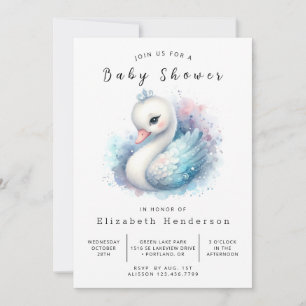 Stylish Online Swan Baby Shower Invitation