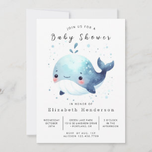 Stylish Online Whale Baby Shower Invitation