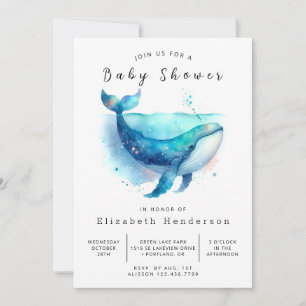 Stylish Online Whale Baby Shower Invitation