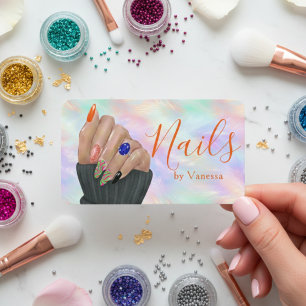 Stylish Opal Iridescent Nail Art Manicurist Artist Business Card