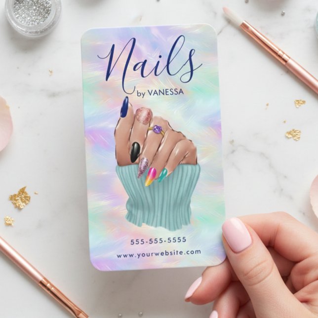 Stylish Opal Nail Studio Modern Manicurist Artist Business Card (Creator Uploaded)