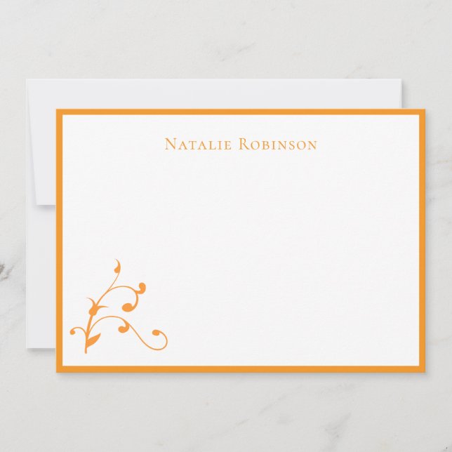 Stylish Orange Abstract Floral Personalised Card (Front)