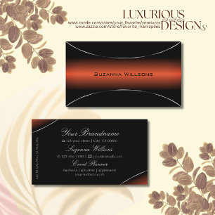 Stylish Orange and Black with Silver Border Modern Business Card