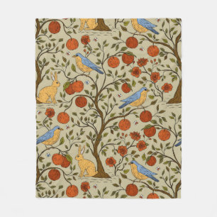 Stylish Orange Apples on Brown Trees Design Fleece Blanket