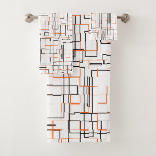 Stylish Orange Black Pattern Bath Towel Set