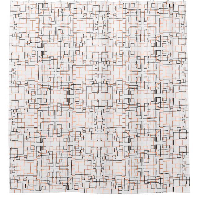 Stylish Orange Black Pattern  Shower Curtain (Front)