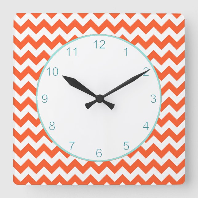 Stylish Orange Chevron Wall Clock (Front)