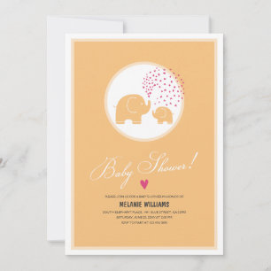 Stylish Orange Elephants Baby Shower Invitation