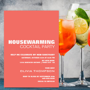 Stylish Orange Housewarming Cocktail Party Invitation