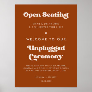 Stylish Orange Open seating Unplugged ceremony Poster