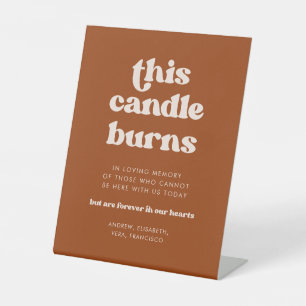 Stylish Orange This Candle burns Wedding Memorial Pedestal Sign