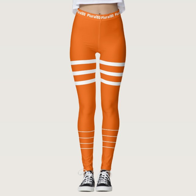 Stylish orange white workout  leggings (Front)