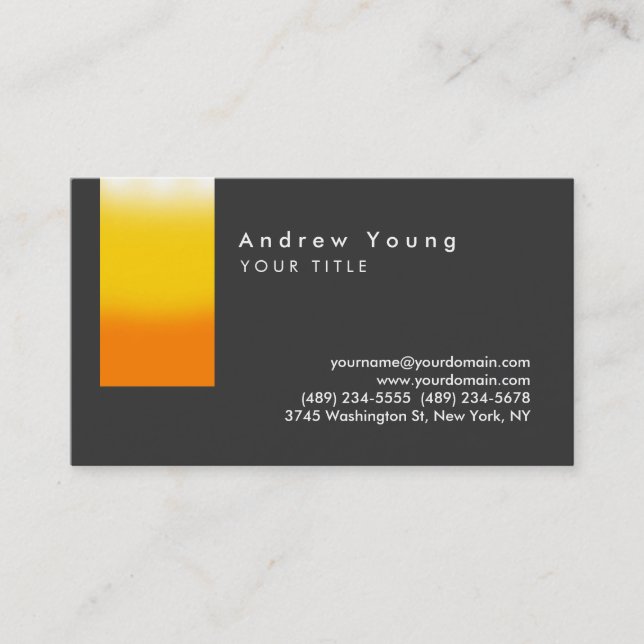 Stylish Orange Yelllow Grey Business Card (Front)