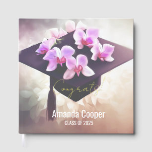 Stylish Orchids Graduation Foil Guestbook