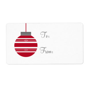 Stylish Ornament Holiday Gift Tags, Red