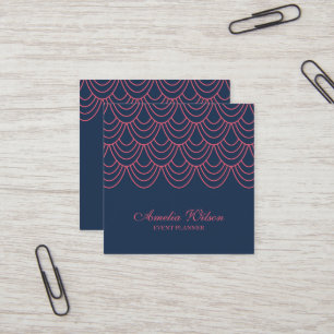Stylish Outline Pink and Blue Geometric Pattern Square Business Card