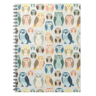 Stylish Owl Pattern- complementary colours Spiral Notebook