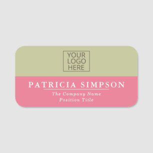 Stylish Pale Green and Bubblegum Pink Combination Name Tag