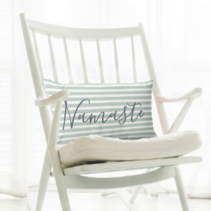 Stylish Pale Green Namaste Quote Decorative Lumbar Cushion