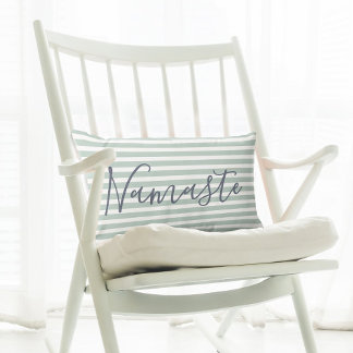 Stylish Pale Green Namaste Quote Decorative Lumbar Cushion