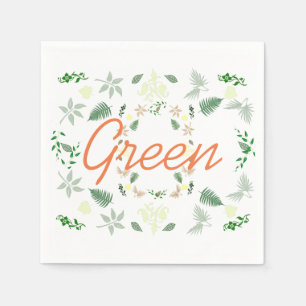 Stylish Pale Green Palm Fern Leaf Paper Napkin