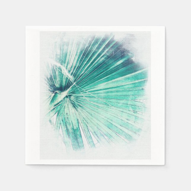 Stylish Pale Green Palm Tree Leaf Paper Napkin (Front)