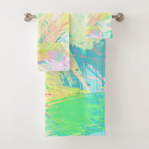 Stylish Pale Pastel Colours Abstract Art Bath Towel Set