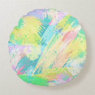 Stylish Pale Pastel Colours Abstract Art Round Cushion