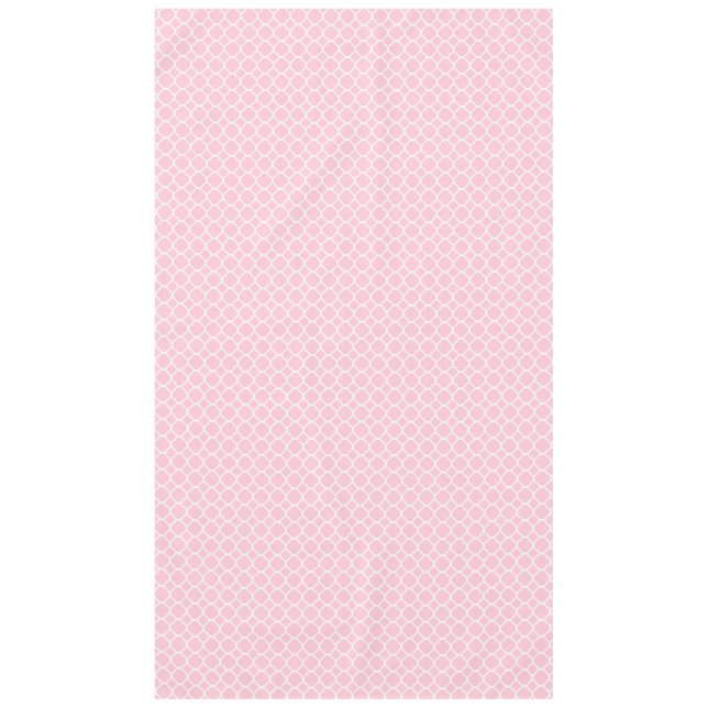 Stylish Pale Pink and White Quatrefoil Pattern Tablecloth (Front)