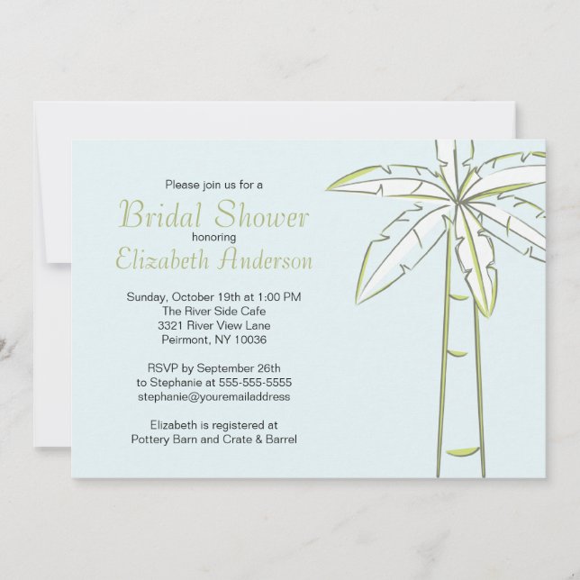 Stylish Palm Tree Bridal Shower Invitation (Front)