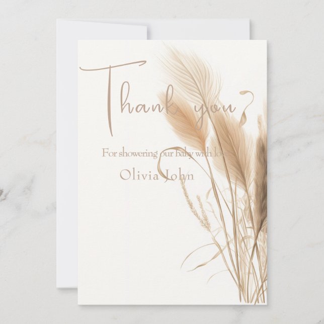 Stylish Pampas grass Baby shower  Invitation (Front)