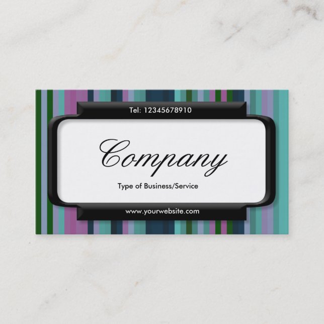 Stylish Panel (Script font) - Stripes 02 Business Card (Front)