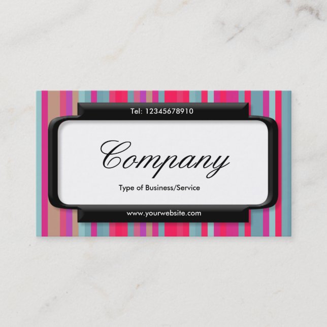 Stylish Panel (Script font) - Stripes 07 Business Card (Front)